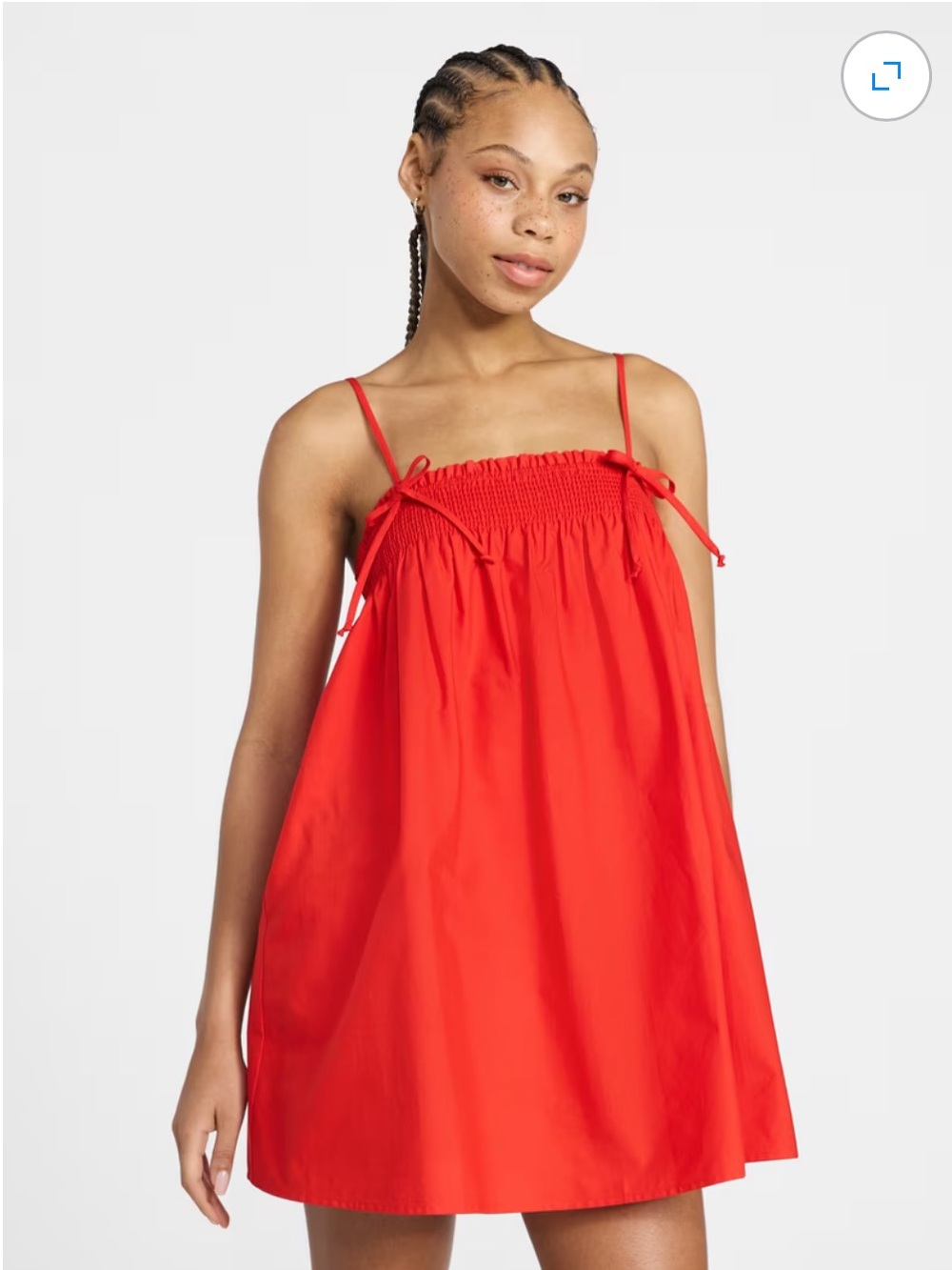 No Boundaries Cotton Poplin Smocked Mini Dress with Tie Straps